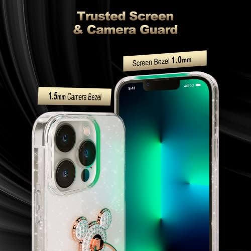 Igold iPhone 13 Pro Max Case Clear Glitter for Women - Compatível com o iPhone 13 Pro Max 6,7 polegadas - Protetor de tela + Protetor