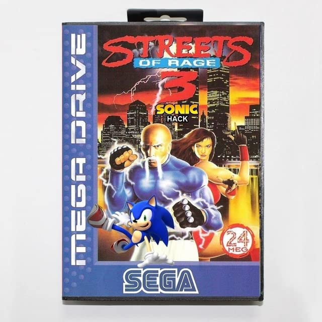Ruas de Rage 3 Sonic Version NTSC-USA 16 bits MD Game Card com caixa de varejo Gênesis-UE Box