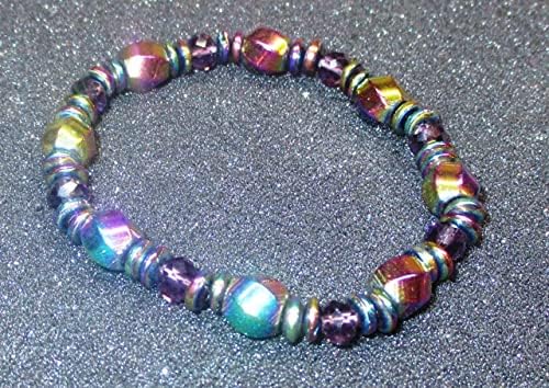 Pedra natural colorida de ímã de hematita hematita metal saúde terapia magnética Bracelets para homens jóias de homens