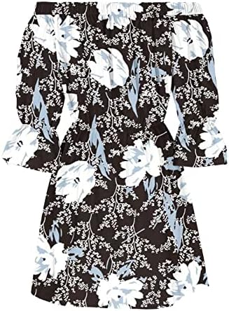 Vestidos de verão femininos de lmdudan 2023 Off of ombro manga de cor de cor sólida vestido de mudança de cor casual Uma linha de festa mini vestidos