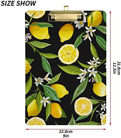 Lemon Tree Black Platplateboard de plantações 9 x12.5 clipboards de acrílico com clipe de baixo perfil A4 tamanho da placa