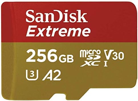 Sandisk Extreme 256 GB MicroSD Memory Card Funciona com o Samsung Galaxy A04S, Galaxy A04 Smart Phone V30 A2 4K UHD UHS-I Pacote com tudo, menos Stromboli MicroSD Reader