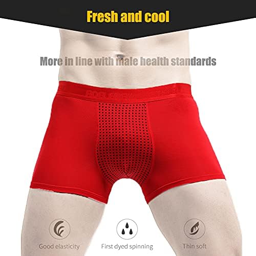 Htdzdx Men's Underwear Terapia Magnetic Boxer Briefs calcinha elástica respirável de algodão