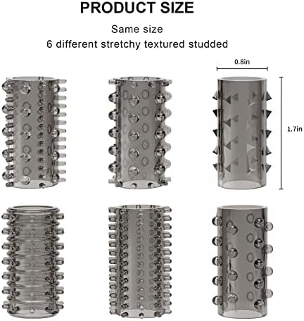 Anéis de galo com 6 texturizados texturizados cravejados pênis de pênis de pênis anéis de pênis ereção aprimorando aprimorar