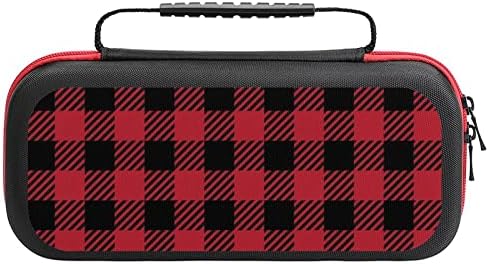 Red Lumberjack Buffalo Plaid Switch Caso de transporte Proteção Hard Shell Bolsa de viagem portátil com 20 cartucho de jogo