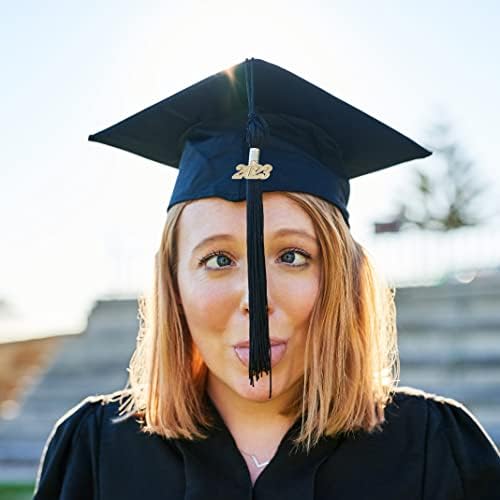 12pcs 2023 Graduação de borla, encantos de borla para tampa de graduação, graduação Tassel 2023 Gold Tassel Charm, Acessórios para chapéus de graduação para chapéus de pós -graduação