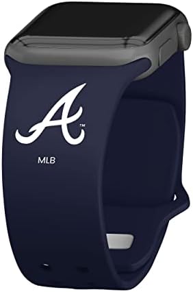 Hora do jogo Atlanta Braves Silicone Sport Watch Band compatível com Apple Watch
