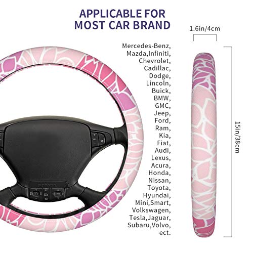 Pink Rose Floral Background Decoração da capa do volante de carro, volante feminino com tampa protetora anti-esquisitos para o