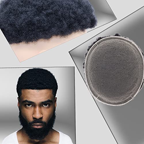 CIVMO 4mm Curl, Toupees afro -americanos para homens negros, Africano Afro Curly Mens Toupee Human Human Natural Afro Curl.