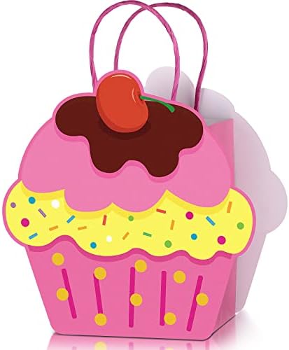 24 peças coloridas em forma de cupcakes pequenas sacolas de presente festa de aniversário saco de papel com alça para