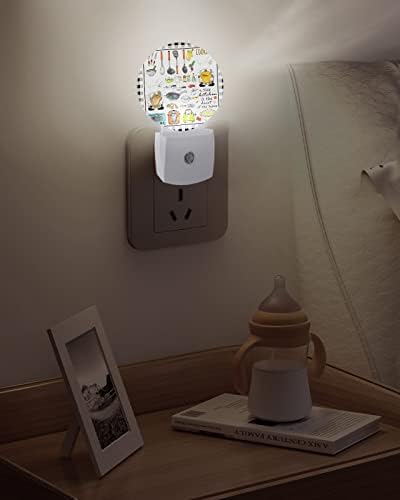Gnome Chef Night Light para crianças, adultos, meninos, meninas, criança, viveiro de bebês, banheiro quarto halleteiro higiênico portátil plug in Wall Night Light Sensor automático cozinha cozinha preta branca xadrez rústico