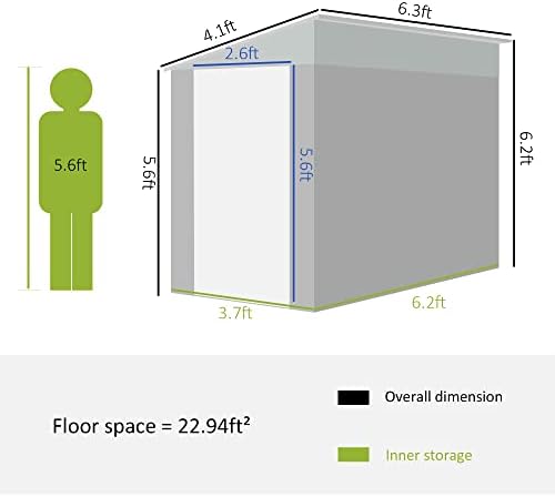 Usunny 4 'x 6' aço de armazenamento de jardim de aço magro para galpão de metal ao ar livre com porta trancada e 2