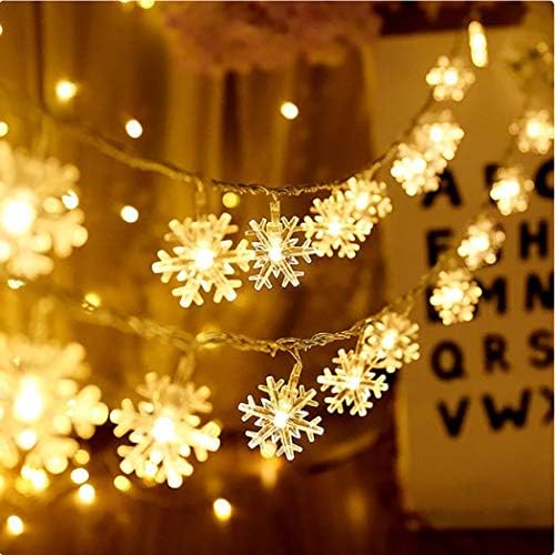 Luzes de barbante de Natal easedaily 33ft 80 LED LED WAR WOLD FLAKES SNOW LUZES de fada Bateria Operado Luz estrelada para decoração de Natal de Natal ao ar livre Decoração de árvore de natal