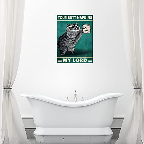 UNIYA Funny Retro Bathroom Canvas Arte da parede Seus guardanapos de bunda My Lord Raccoon Animal Wall Art Obra de arte