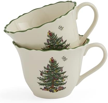 Spode Christmas Tree Punch Cups Conjunto de 2-8 onças