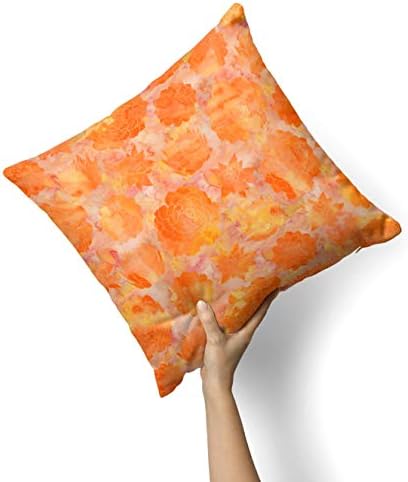 Iirov Orange Floral Succulenta - Decoração de casa decorativa personalizada Tampa de travesseiro de arremesso interno ou externo,