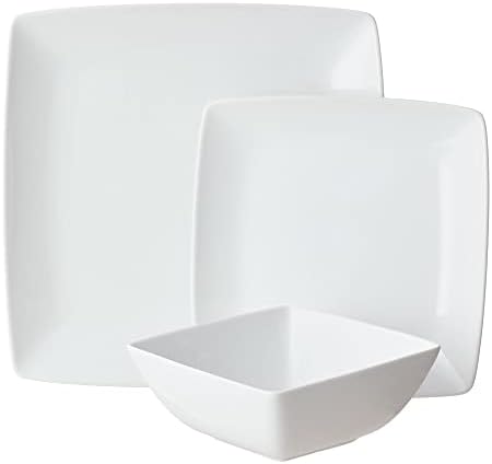 Duue Square White 12-Pieces Porcelain Dinnerware Conjunto
