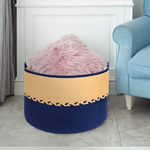 Duoleo xxxxxxl cestas de mantas de corda grande 24 x 24 x 18 cestas de tecido para cestas de armazenamento para cobertores cestas de lavanderia para cesto de armazenamento de brinquedos com cesto de lavanderia