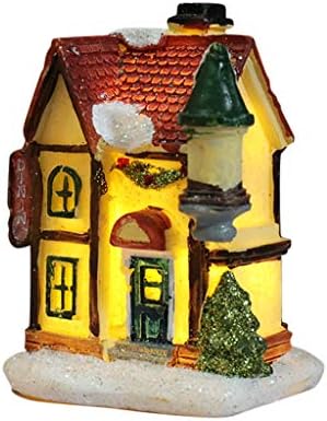 Boddenly Móveis Miniatura LED House Presentes Criativos Casa Resina Decorate Decoração de Natal e Hanges Red Tree Ornamentos da Árvore de Natal