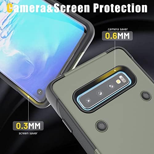 Caixa YMHXCY Galaxy S10 Caixa Samsung S10 com suporte e 2 pacote de pacote Auto-cura Filme flexível TPU+2 protetor de lente de