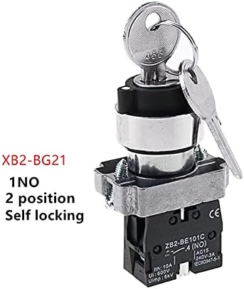 PURYN XB2-BG21 XB2-BG33 XB2-BG53 Chave de controle do botão de controle de chave 1NO/2NO 2/3 Posição Auto-travamento/seletor de redefinição