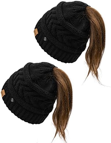 Chapéus de gorro pukavt para mulheres, rabo de cavalo bandeira banca de bola, Sooft Winter Warm Knit Stretch Beanie Hat