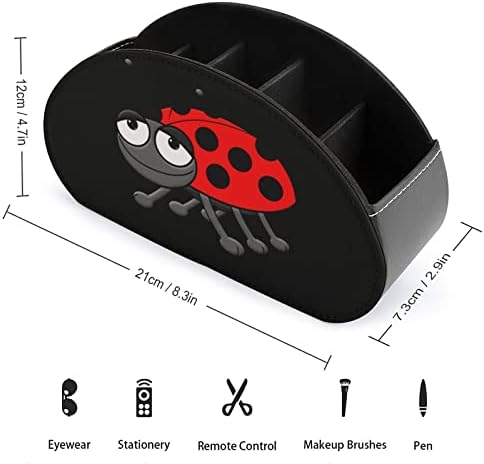 Divertido para dormir Ladybird TV Control Remote Titulares de Couro de Moda Organizador de Desktop Office com 5 compartimento