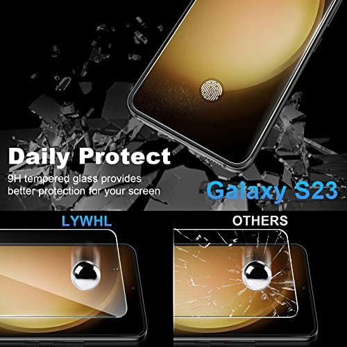 LYWHL PARA SAMSUNG Galaxy S23 Protetor de tela, 3 Pacote de vidro temperado 9h Drafidade HD FILME CLARO HD + 3 Pacote Lens de