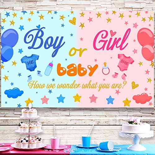 Banner de decoração de revelação de gênero, grande menino ou sinal de banner de meninas, gênero revela -se cenário para chá de bebê,
