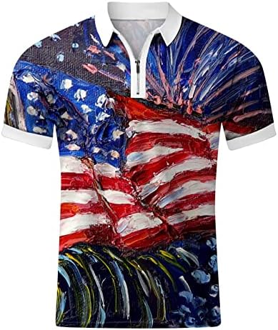4 de julho Camisas para homens engraçados, camisas pólo masculas camisa patriótica da bandeira patriótica verão tops de manga curta
