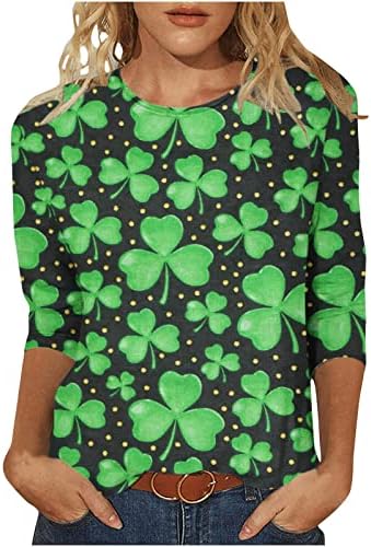Camisa do dia de St Patricks Mulheres 3/4 de manga Irlanda Tops