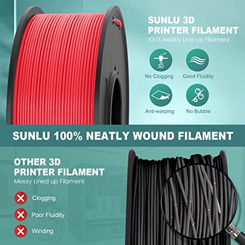 Filamento da impressora 3D Sunlu, pacote de filamento de seda e filamento de seda, filamento de 1,75 mm de filamento