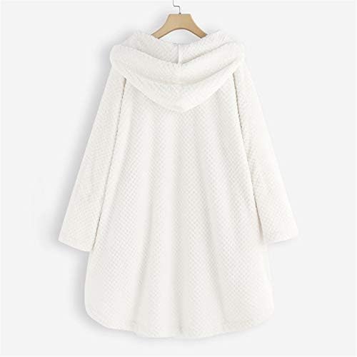 Andongnywell Women's Casual Fleece Fuzzy Shearling Shearling Warm Winter Outwear Jackets com bolsos