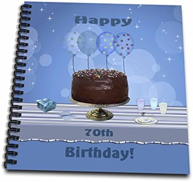3drose db_123956_2 festa de aniversário de 70 anos com bolo de chocolate e livro de memória de balões azul, 12 por 12 polegadas