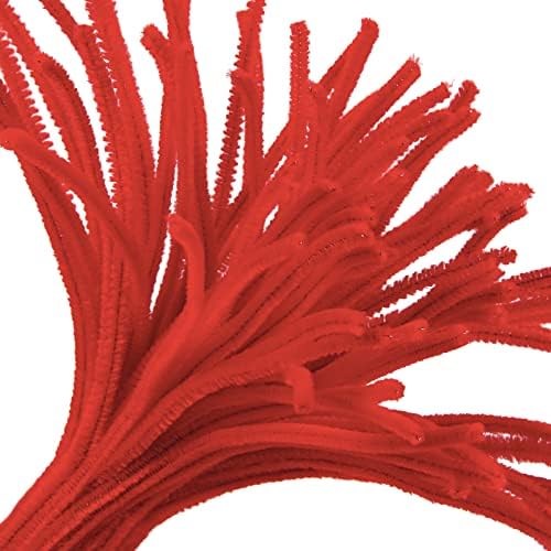 Limpadores de tubos de artesanato de Cuttte 600pcs, chenille marrom caçadores de tubos vermelhos para decorações de artesanato de arte