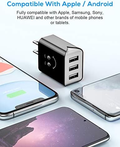 Carregador de parede USB atualizado, Bloco de carregamento 3.1a 3 portas 2-Pack Ul Certified USB Plug Cube Compatível para iPhone 11/XS/XS max/xr/x/8/7/6/Plus, iPad Air/Mini, Galaxy10/9 /8/7, Note9/8, Nexus