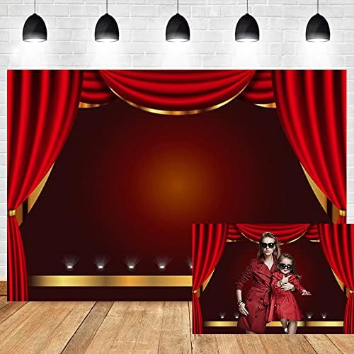Oerju 10x8ft cenário de cenário vermelho cortina dourada lace dança de dança music de performance de teatro