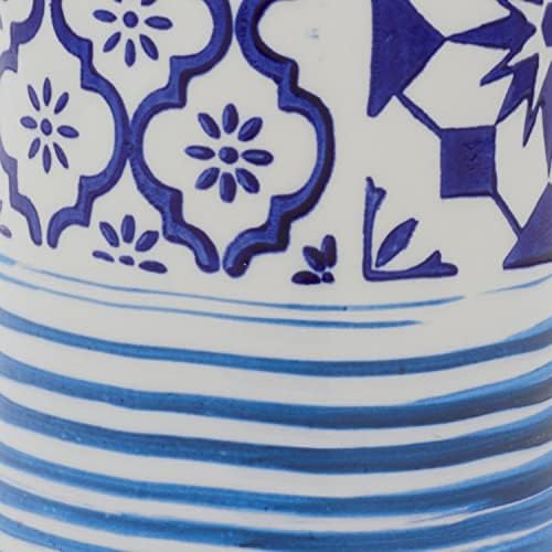 Vaso de cerâmica com padrão de ladrilho, azul