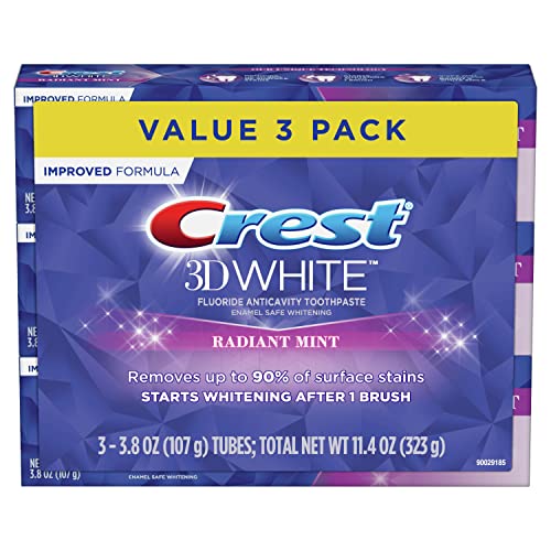 Crest 3D Brestrins, efeitos profissionais Plus, Kit de tira de clareamento dos dentes, 48 ​​tiras e creme de dente branco 3D