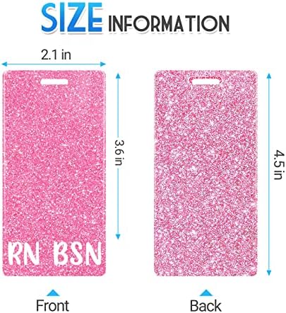Plifal RN BSN Badge Buddy Card Nurse Acessórios de enfermagem Glitter Glitter Pink Vertical Distintion Tags