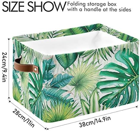 Palm folhas de armazenamento cesto bin verão palmeira árvore de tecido grande caixa de cubo de armazenamento com alças