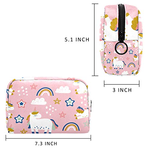 White Unicorn Cloud Doodle Star Rainbow Pink Cosmetic Travel Bag de grande capacidade Bolsa de besteira de maquiagem reutilizável