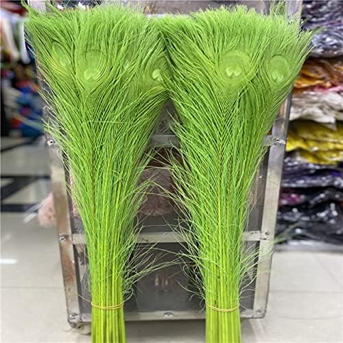 Pumcraft Feather for Craft 100pcs/lote de penas de pavão verde natural 80-90cm Acessórios Celebração de carnaval de casamento DIY Plumas de Faisan
