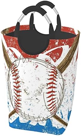 Morcegos de beisebol desenhados à mão e pacote de roupas sujas de bola, dobrável, com alça, adequado para o armazenamento de casa de armário de banheiro