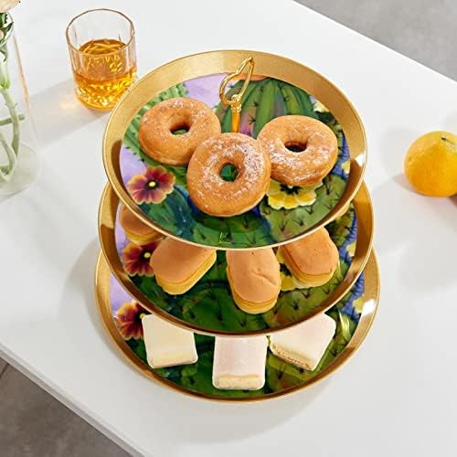 Suporte de bolo tfcocft, conjunto de exibição de tabela de sobremesa, placa de exibição de sobremesa de frutas, padrão de flor de