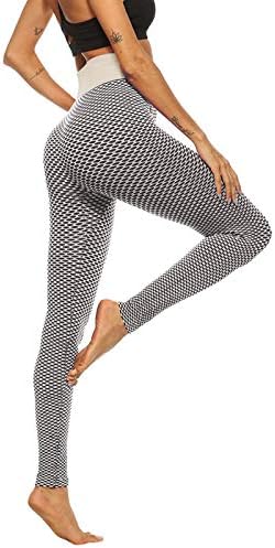 Calça de ioga ativa de alta cintura para mulheres impressão de treliça alta cintura alongamento de alongamento Fitness