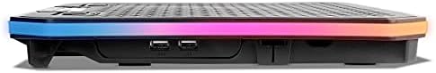 Krom Kooler Nxkromkooler Laptop Cooler até 48,3 cm, 6 fãs, RGB, titular de smartphone, tela LCD e hub USB, preto