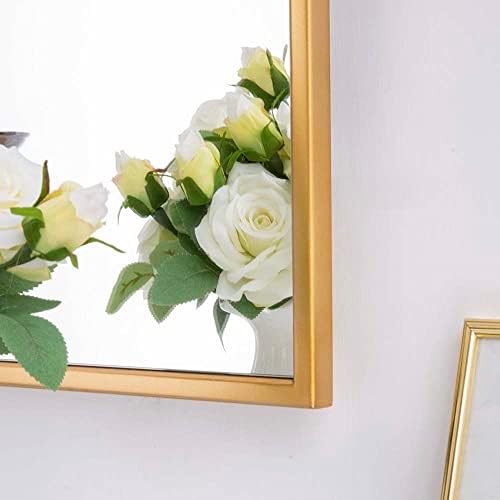 Chende Arch espelhos para parede, espelho de banheiro de ouro de 32 h x 20 W com moldura de madeira, grande espelho de parede