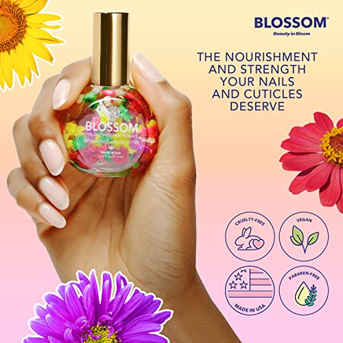 Blossom hidratando, hidratante, fortalecedor, óleo de cutícula perfumada, infundida com flores reais, feitas nos EUA, 0,75