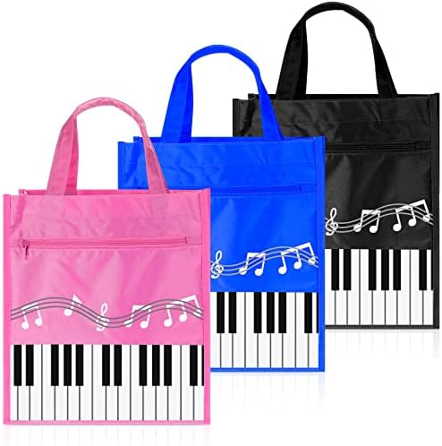 CUNNO 3 PCS Piano Keys Bolsa de piano de piano Bolsa de música reutilizável bolsa de compra de bolsa de compras de ombro